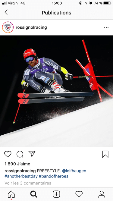 Capture d'écran d'une publication de rossignolracing