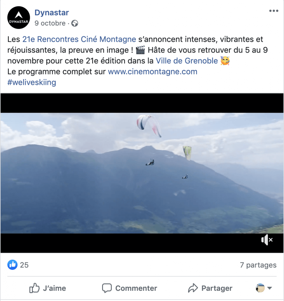 Capture d'écran d'une publication Dynastar