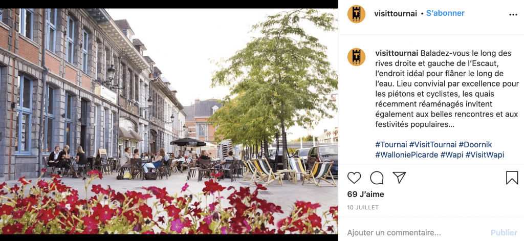 Capture d'écran d'un post sur la page Instagram de la Ville de Tournai