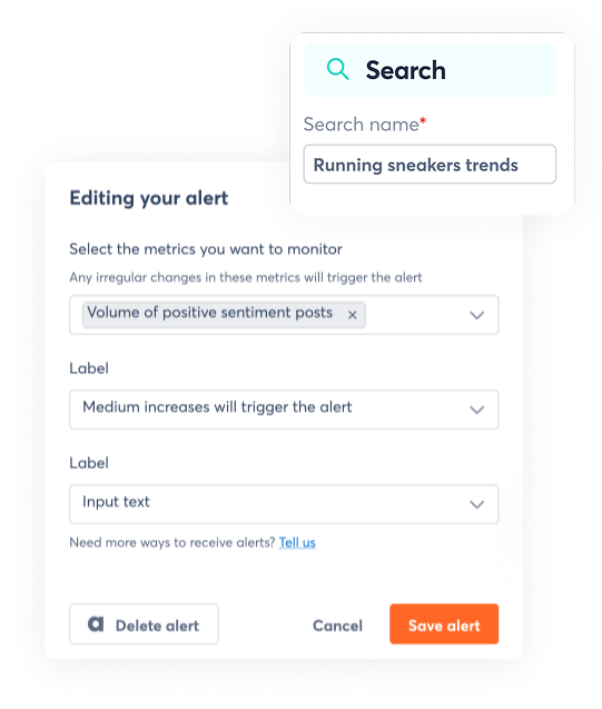 product screens showing how to Stay Alert to Brand Sentiment Shifts with agorapulse listening