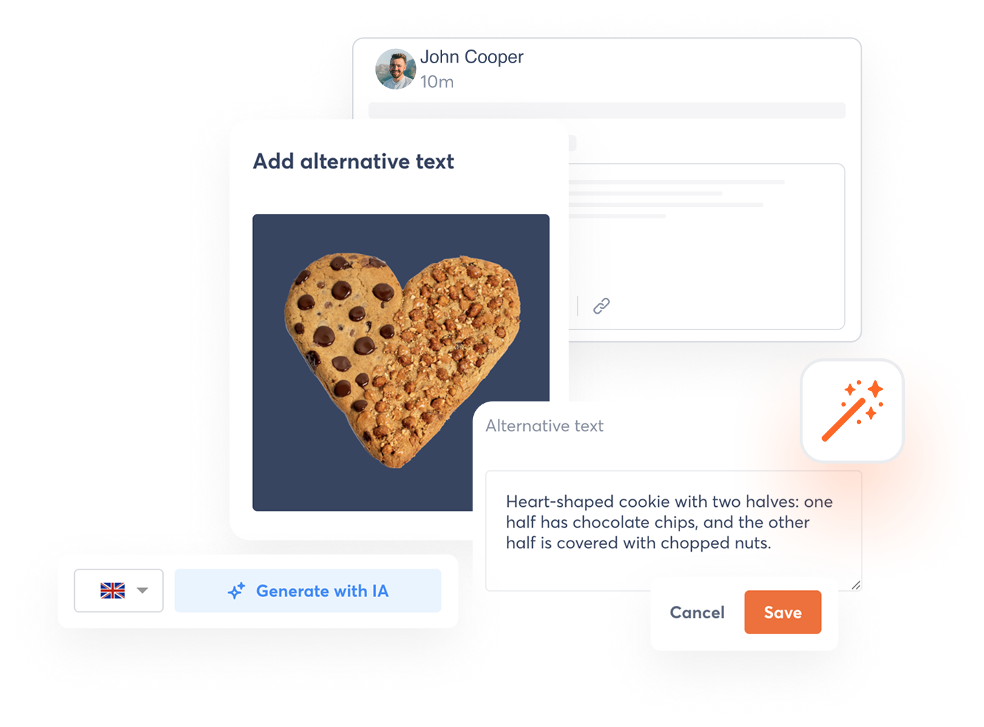 a view showing the AI Alternative text feature in Writing Assistant