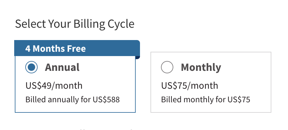 Hootsuite pricing plan with annual price